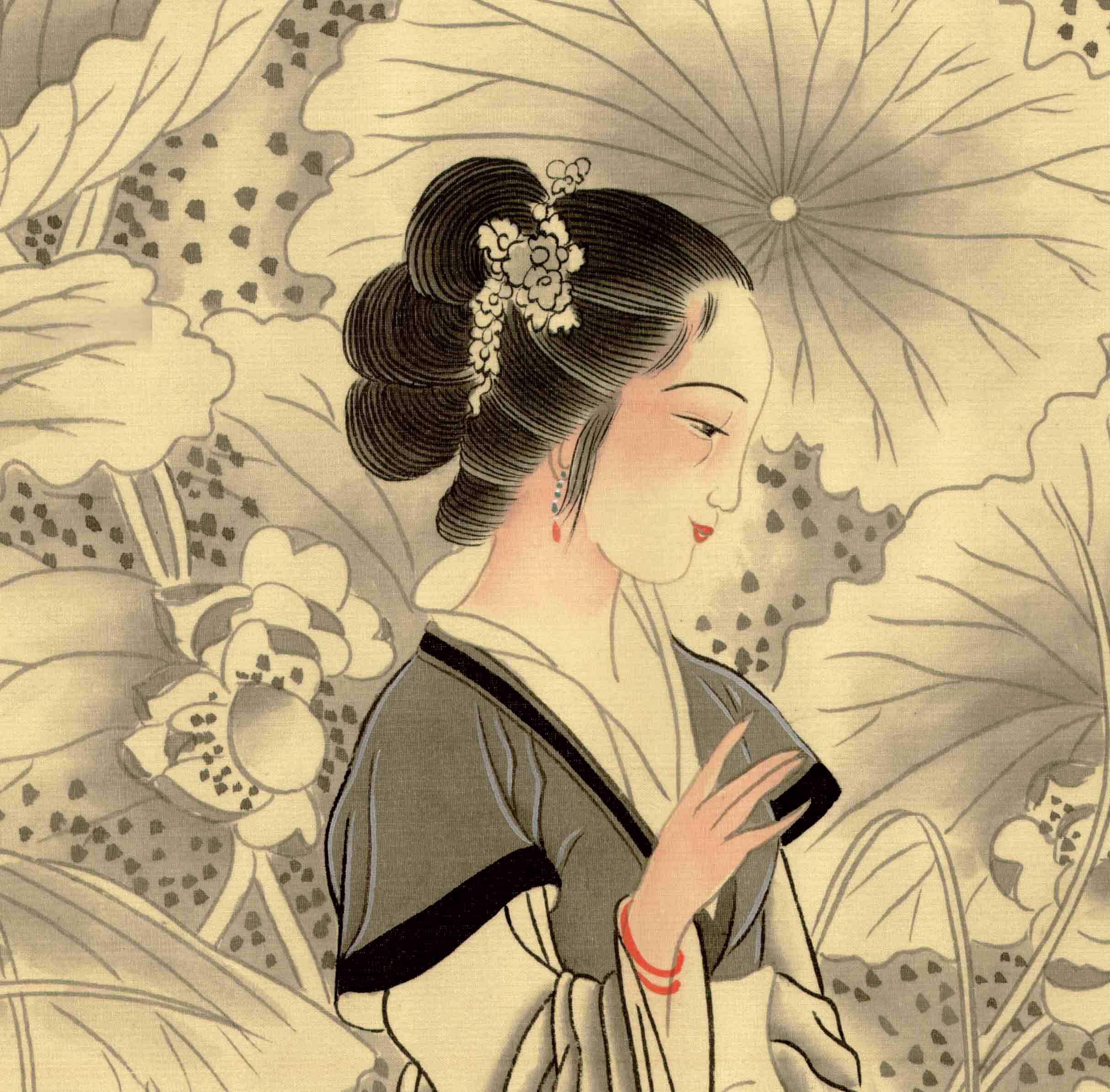 新品十二金钗兰闺雅乐乐图工笔人物画仕女女图客厅国画