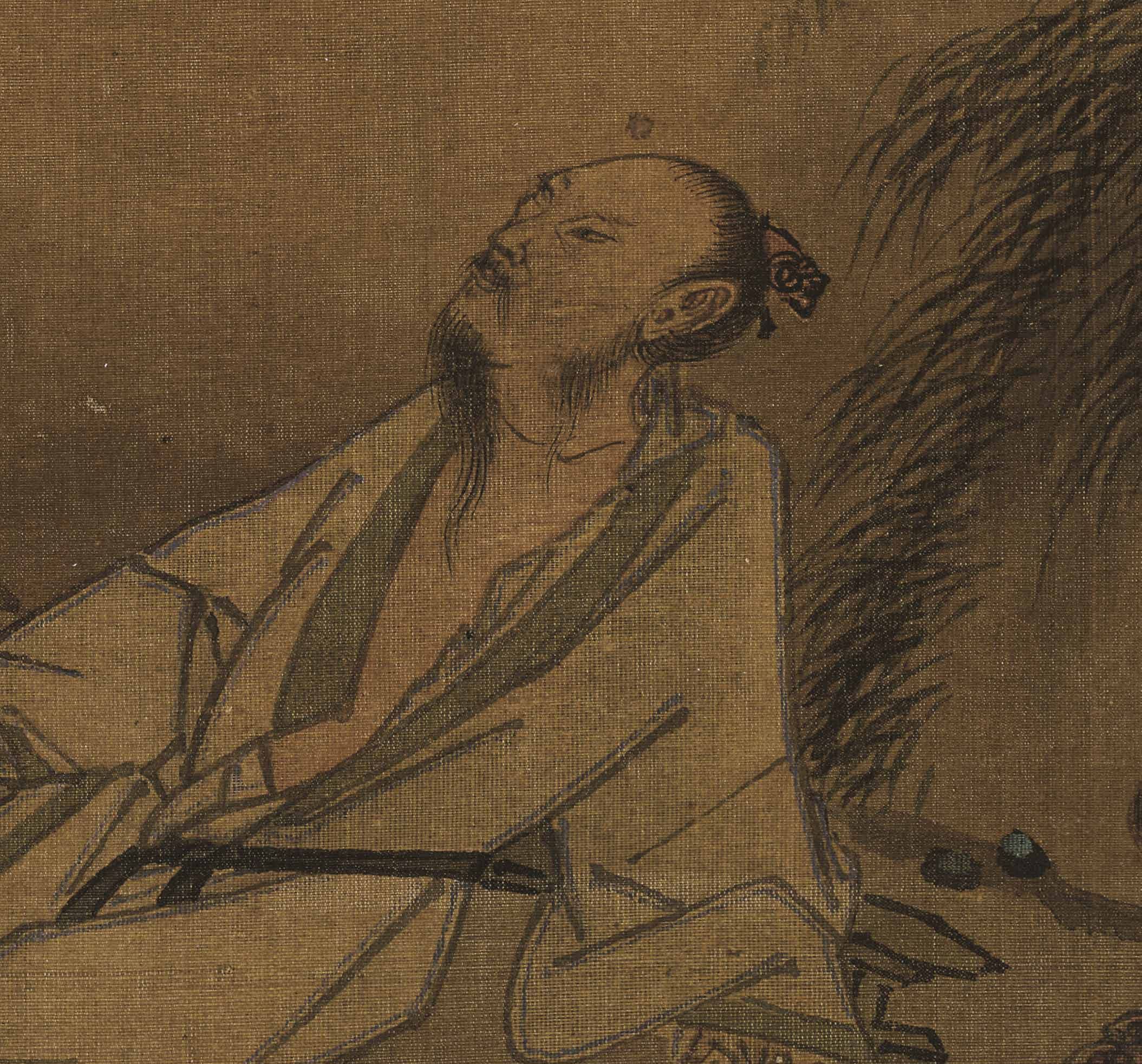 马远松寿图绢本宋画真迹高清艺术喷绘国画临摹国画