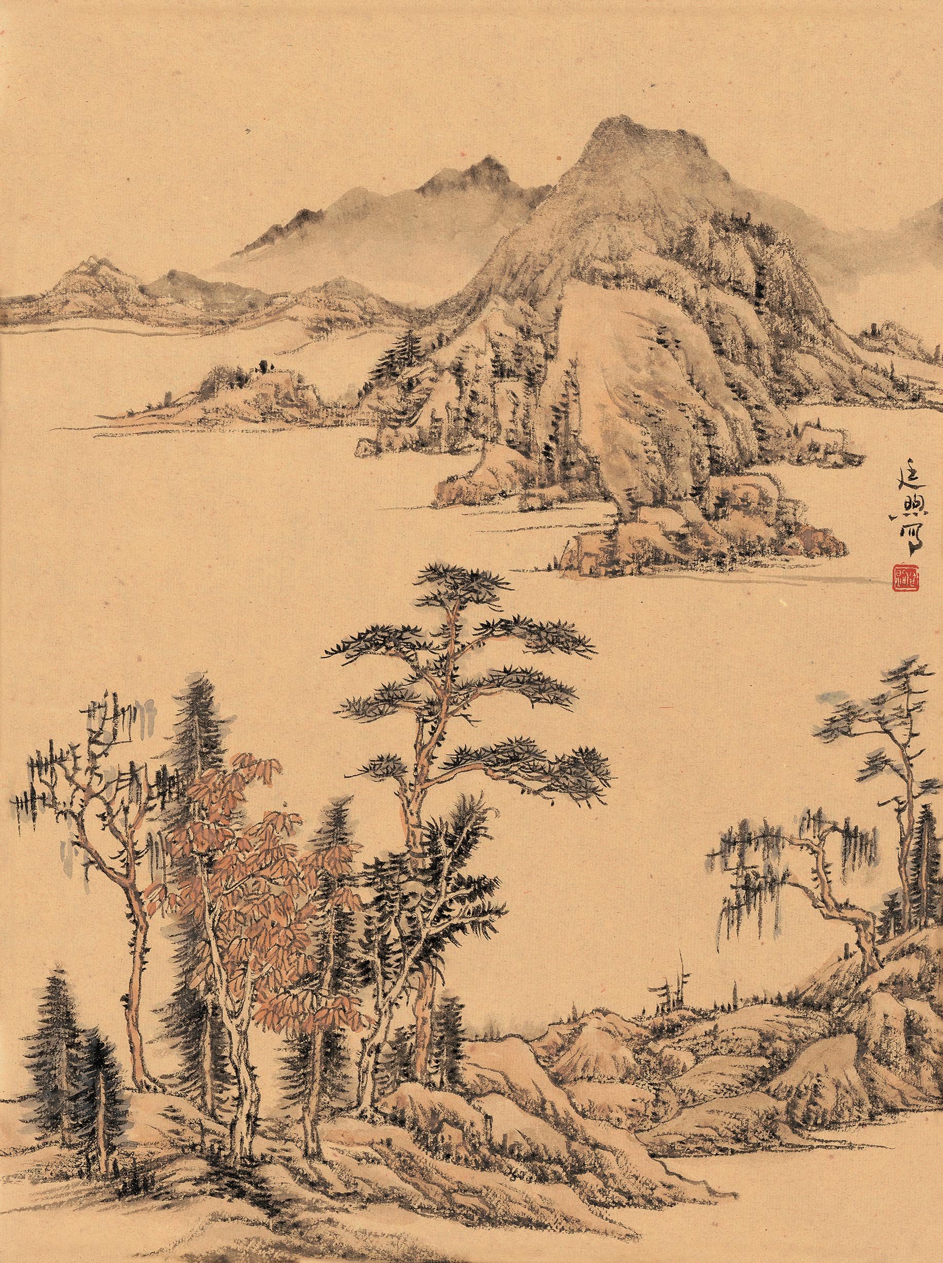 国画临摹复制清微高清微大师傅开国册页山水仿古国画