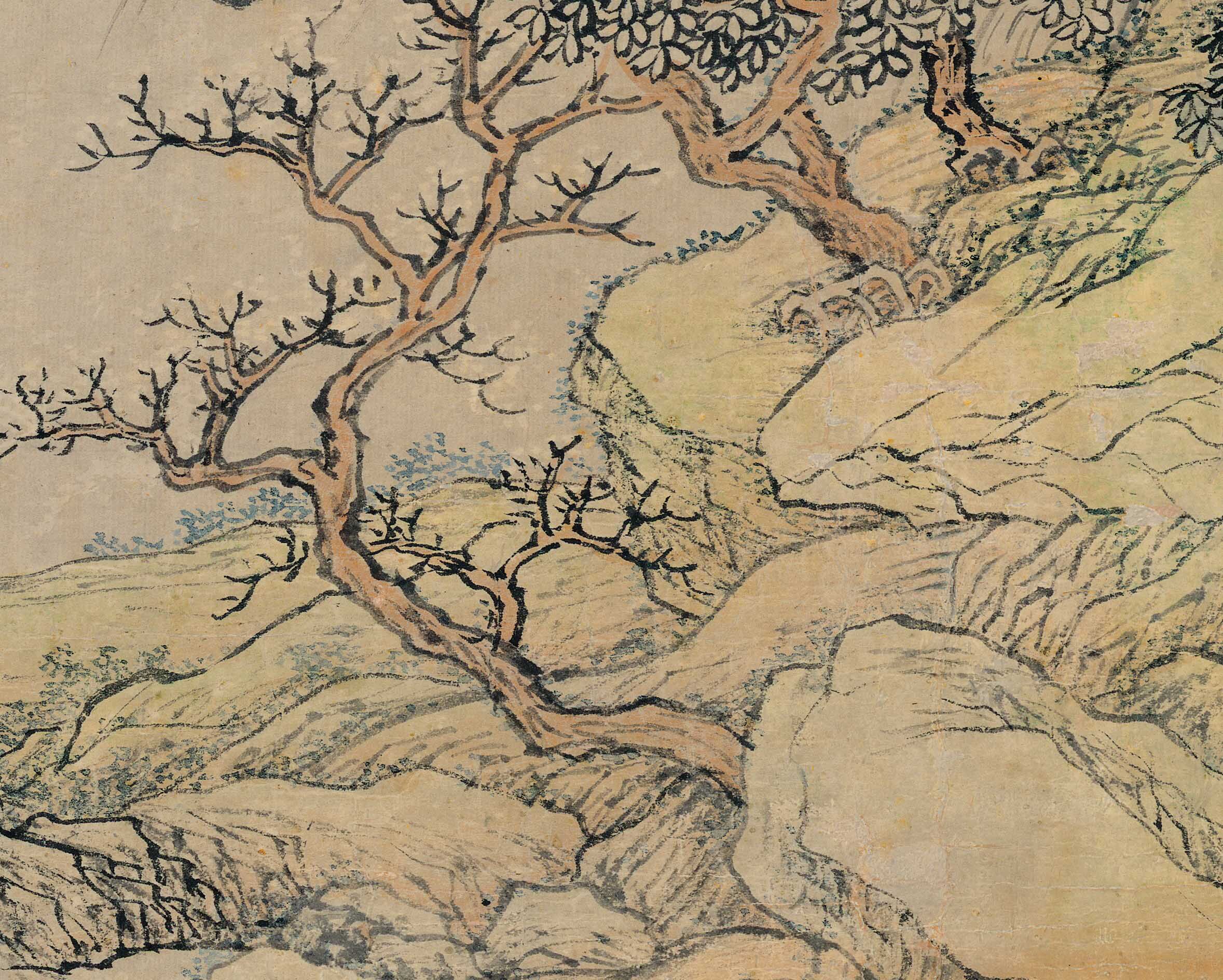 四王王翚唐寅诗意图立轴水墨山水画国画真迹微喷国画