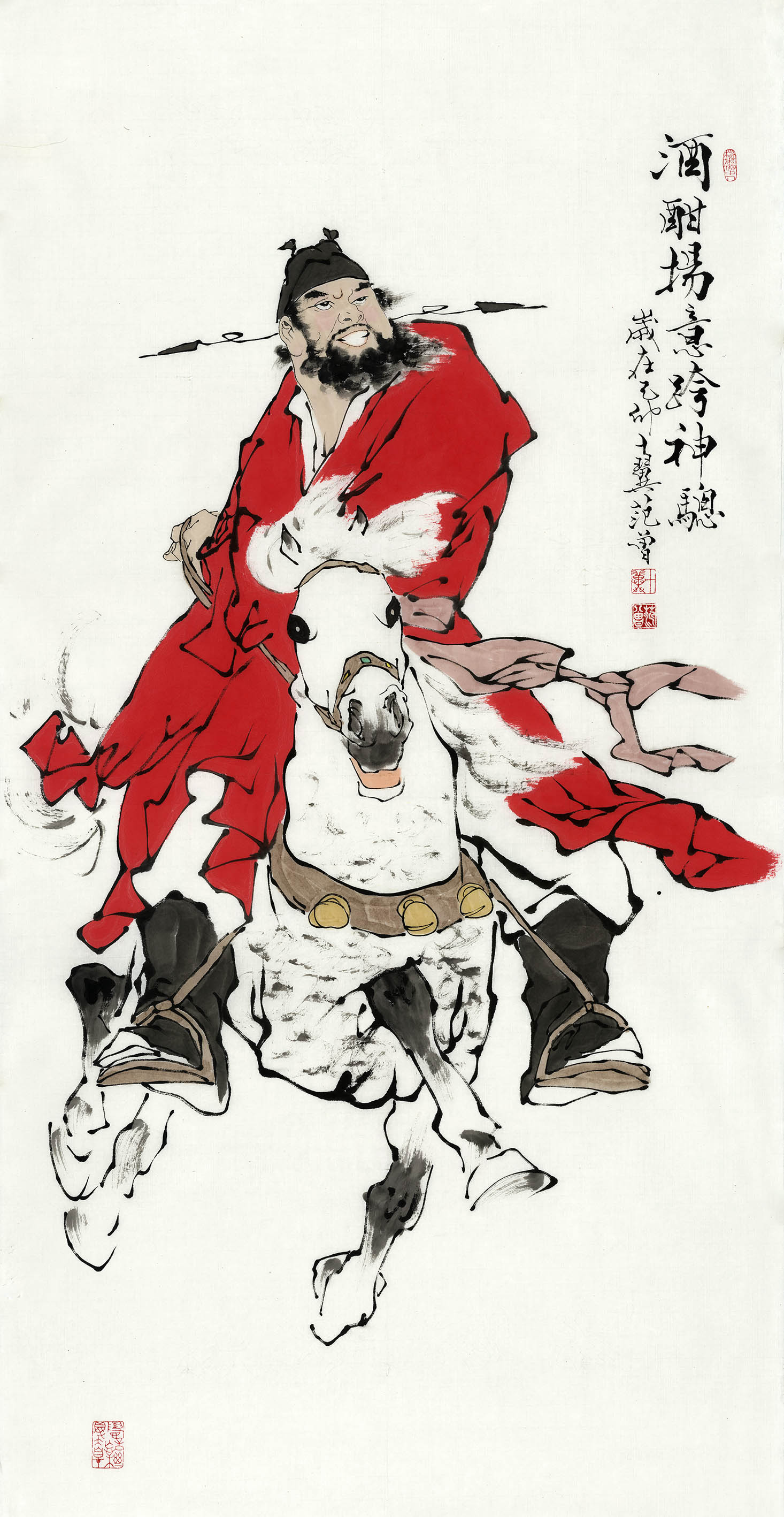 国画新品范复制装饰画挂画竖幅安图保平扬鞭镇钟馗国画