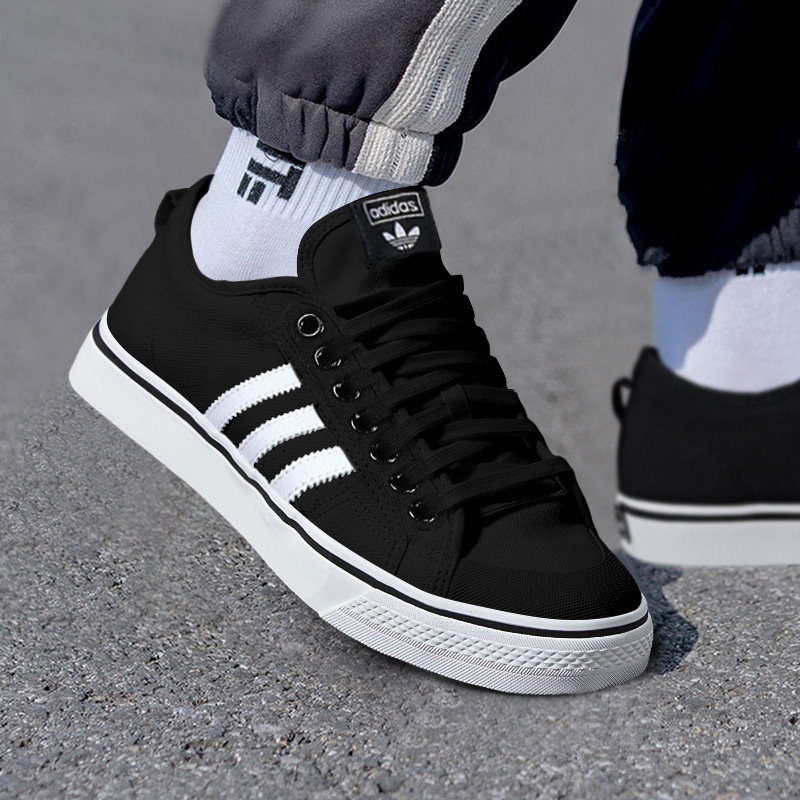 迪达斯三叶草帆布布鞋运动鞋黑色休闲鞋男鞋低帮板鞋正品帆布鞋