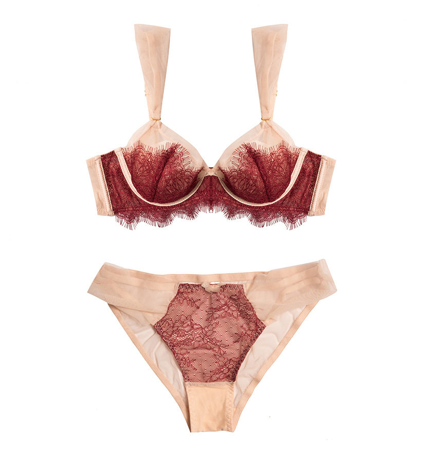 汉束欧美性感本命年超薄水晶内衣胸罩文胸套装