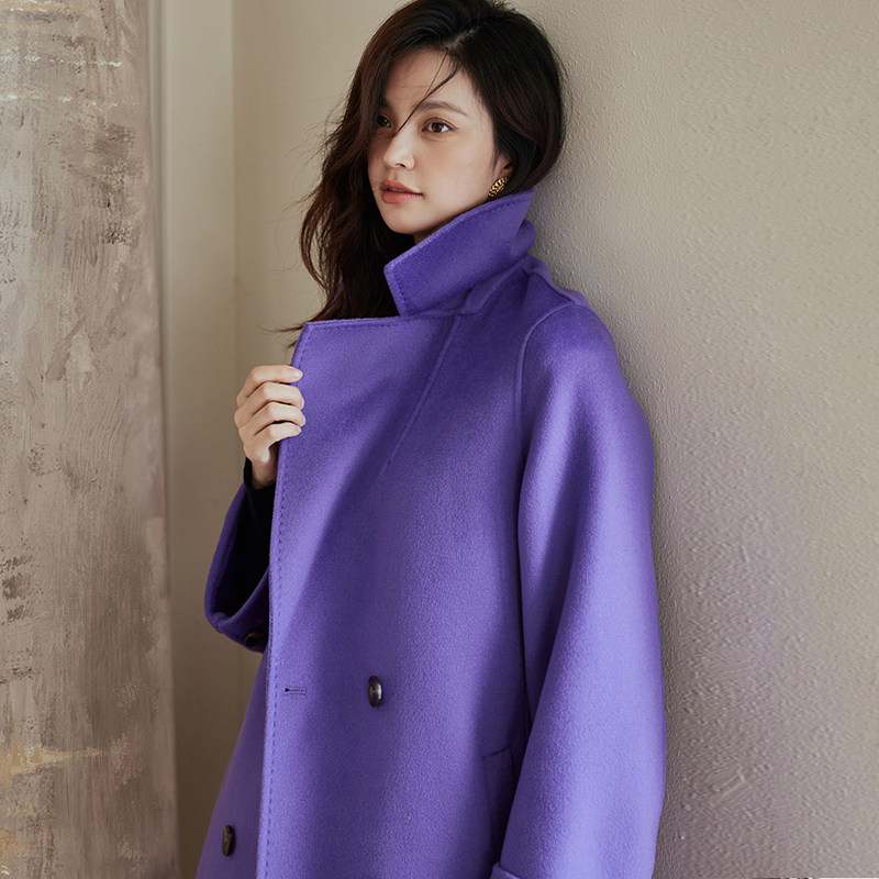 罗衣轻奢山羊绒大衣2022冬装新款知性ol双面毛呢外套