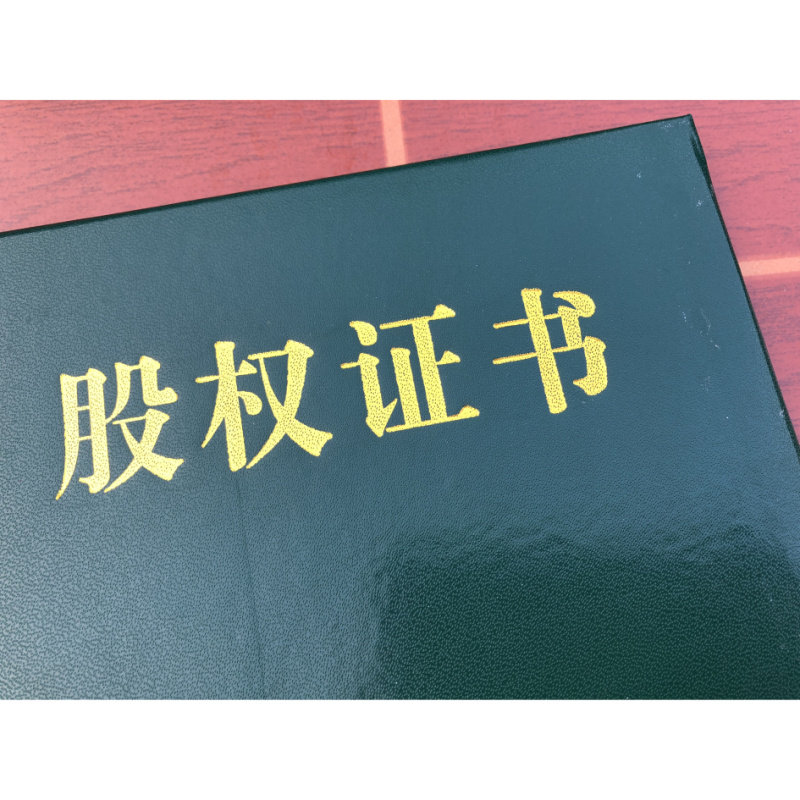 特种纸新款袋装封面绿色股权证书封皮烫金定做制作订做
