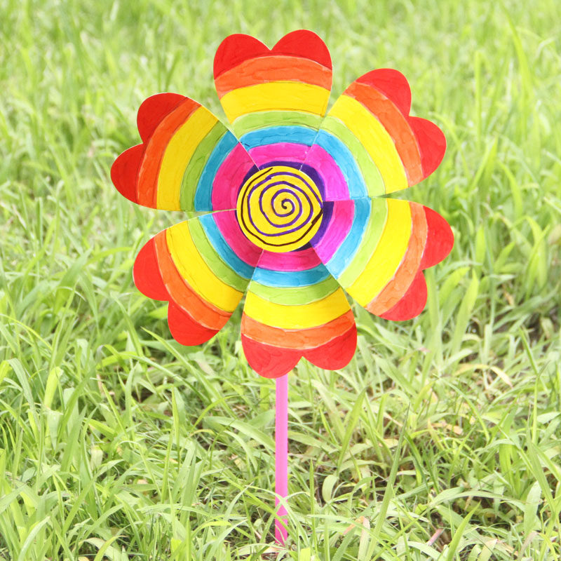 绘画涂鸦涂色益智玩具 diy 幼儿园手工制作美术材料包儿童 空白风车