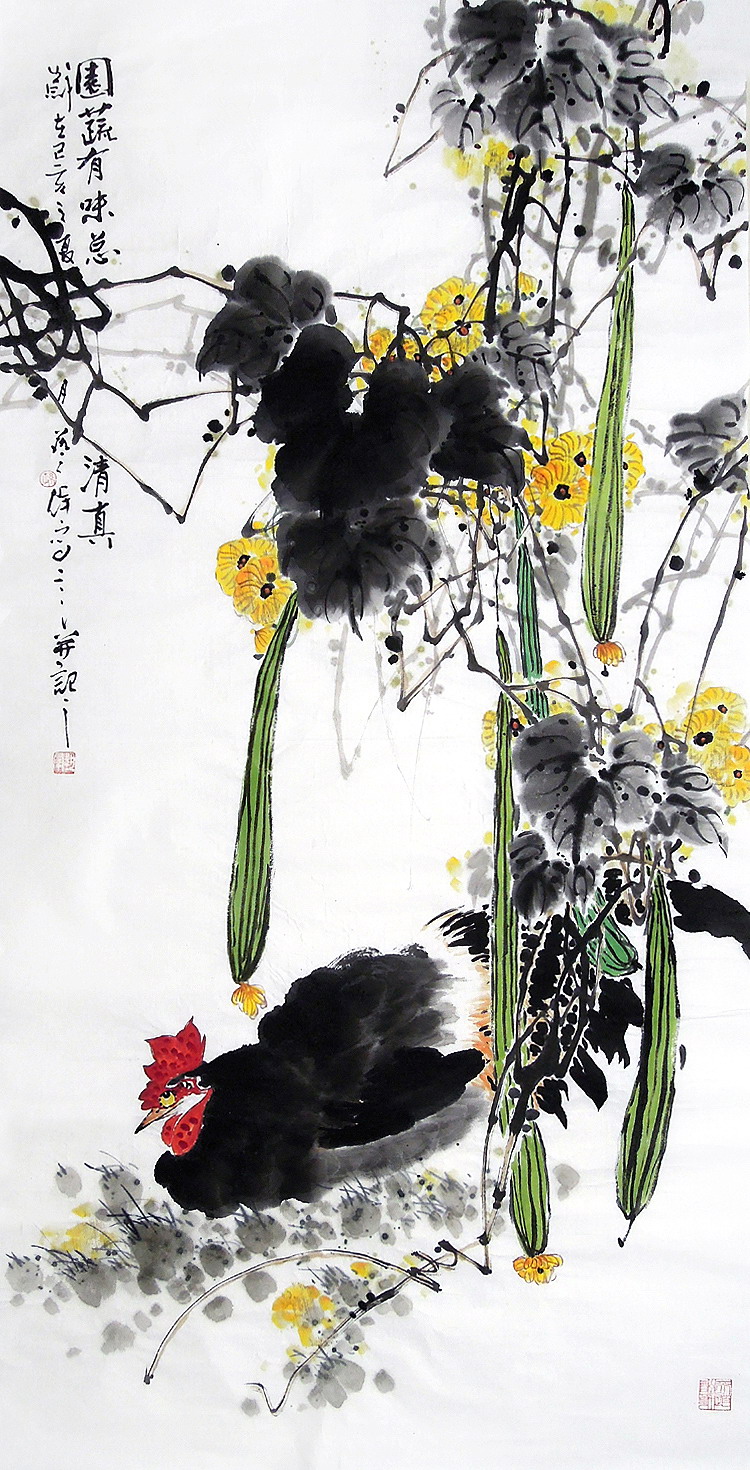 艺群丝瓜餐厅国画花鸟手绘画艺孙艺群c26820书画国画