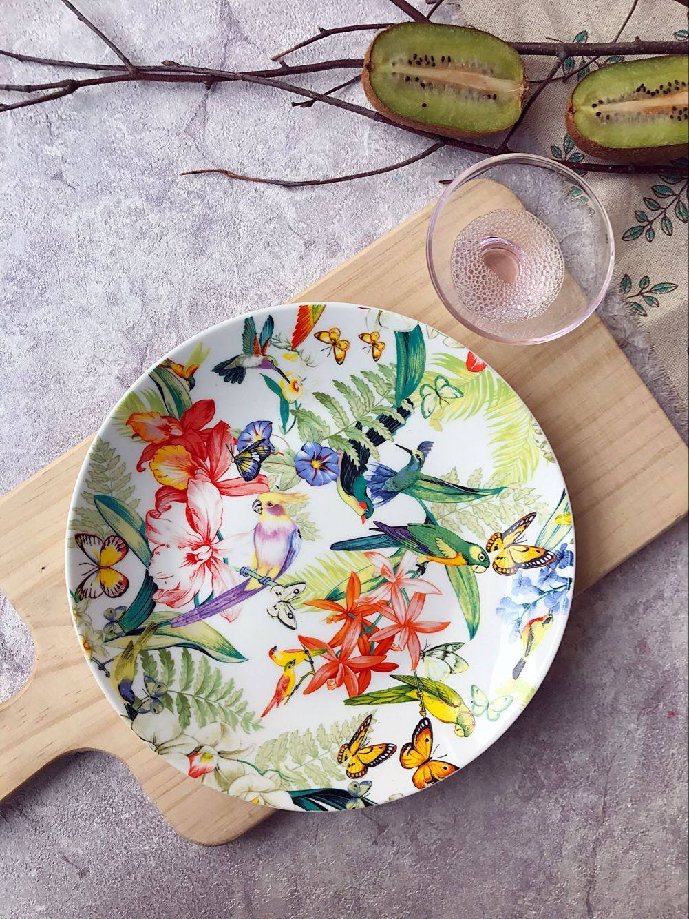 外贸出口陶瓷原单西班牙餐具西餐餐盘吉祥吉祥花花卉盘