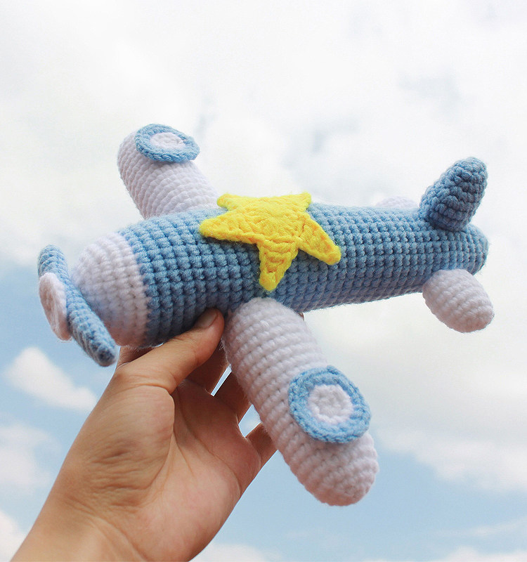 毛儿手飞机材料制作手工制手工diy针织钩针交通工具diy编织材料包