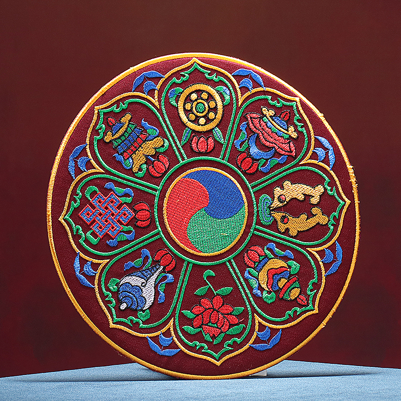 八宝金刚铃杵垫八吉祥垫子藏式刺绣家用装饰用品绣花摆件杯垫多色