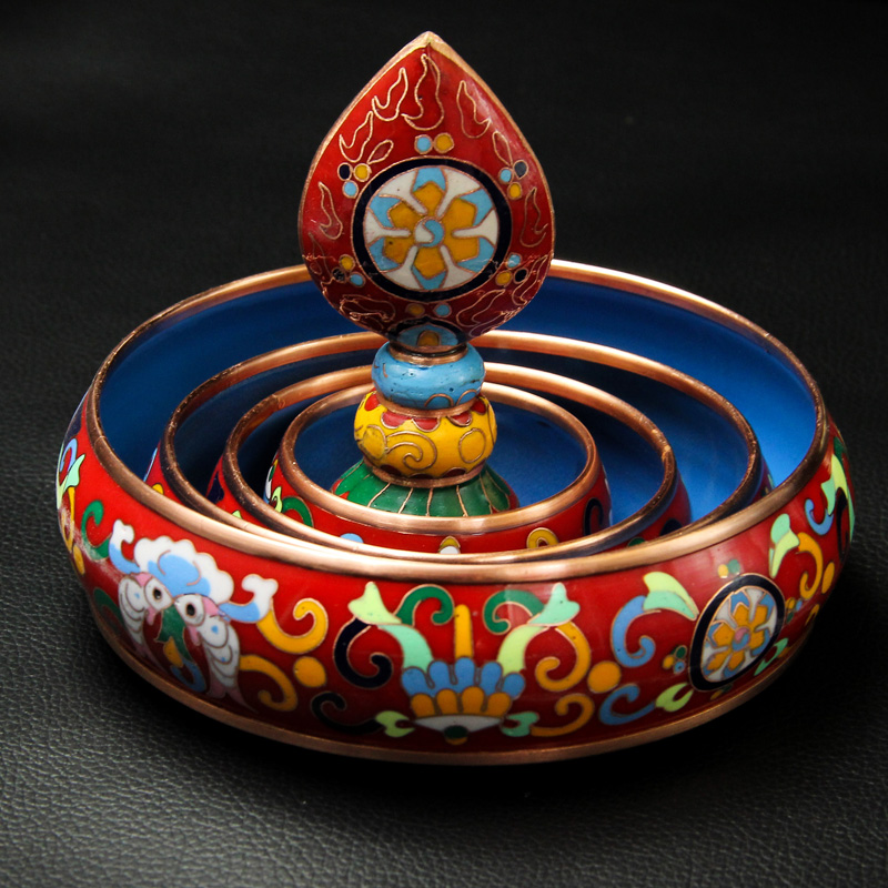 景泰蓝七宝曼扎盘光面曼达盘曼茶罗家用居家玄关藏族曼扎盘