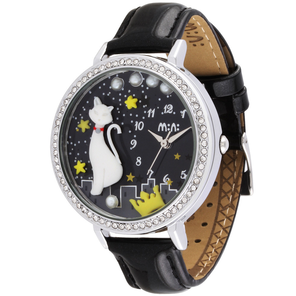 韩国mini儿童手表女孩猫咪女士手表女学生韩版简约石英表mns1012