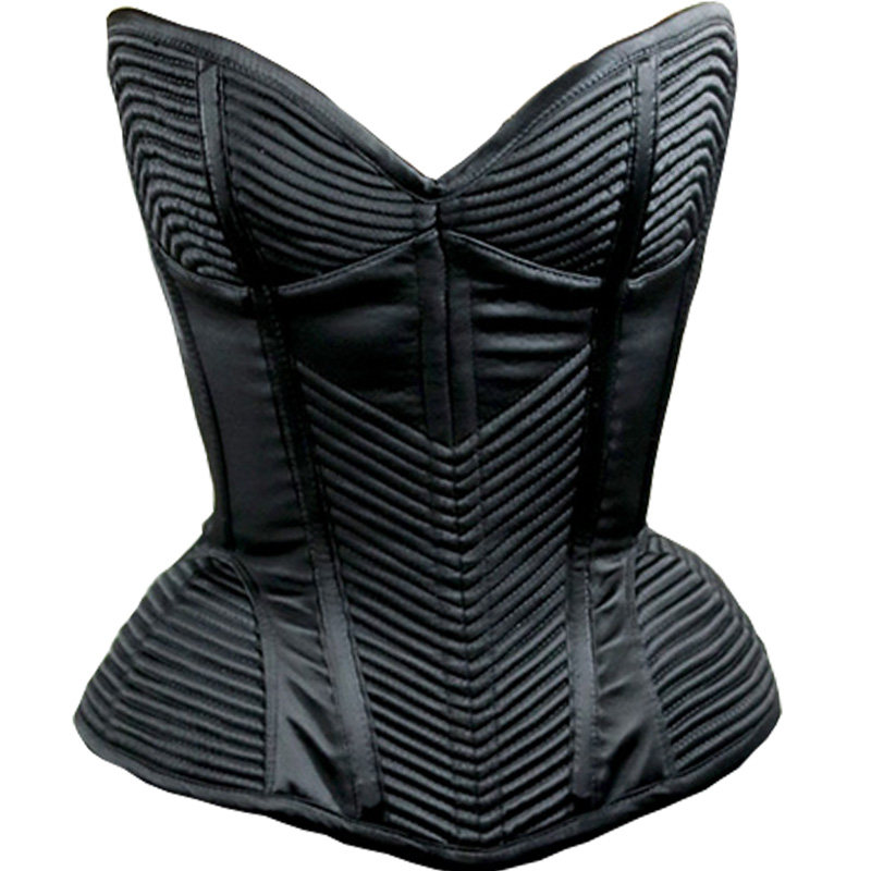 annzley新款黑色包胸corset钢骨束腰欧式紧身衣绑带塑身腰封