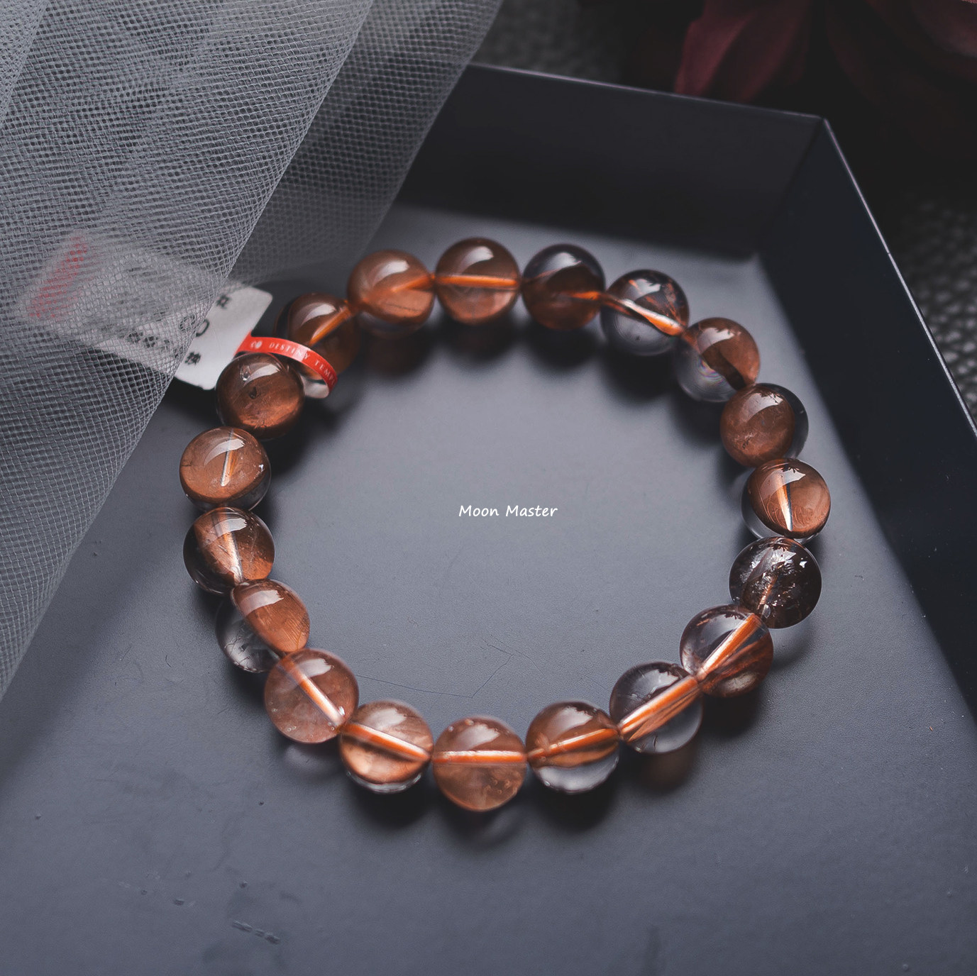 幽灵月老祠堂天然红胶水晶手链聚宝盆罕见异象景观鸩羽手链