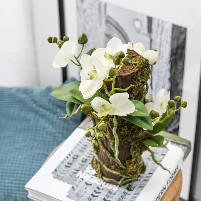 高端仿真蝴蝶兰假花软装装饰品摆件样板房花艺绿植仿真植物盆景