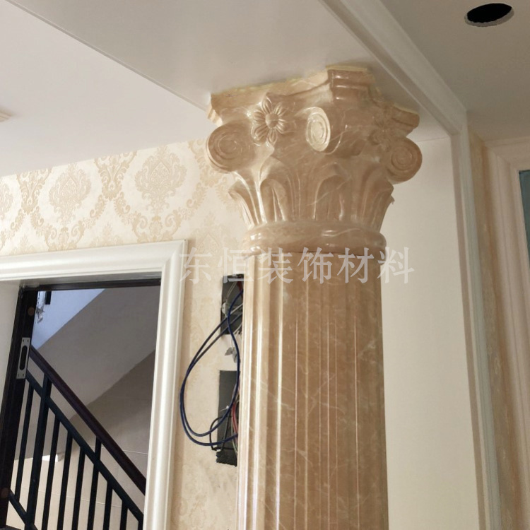 仿大理石石塑罗马柱欧式背景墙边框造型四方柱客厅阳台圆形柱装饰