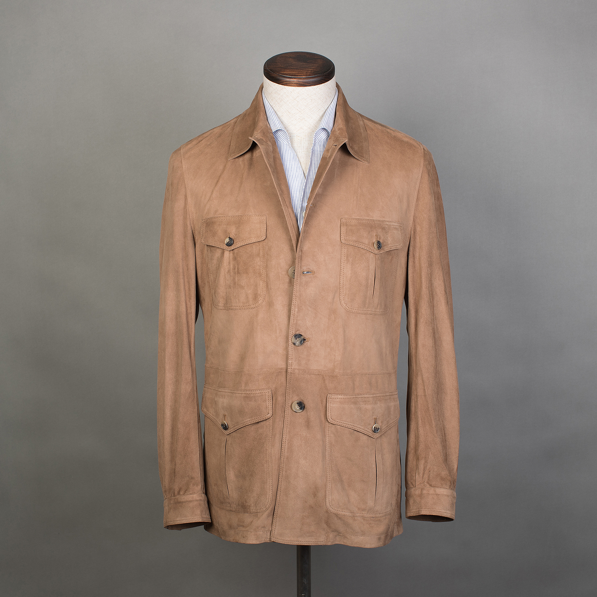 意大利alfredorifugio手工羊皮皮夹克麂皮轻薄猎装皮衣夹克