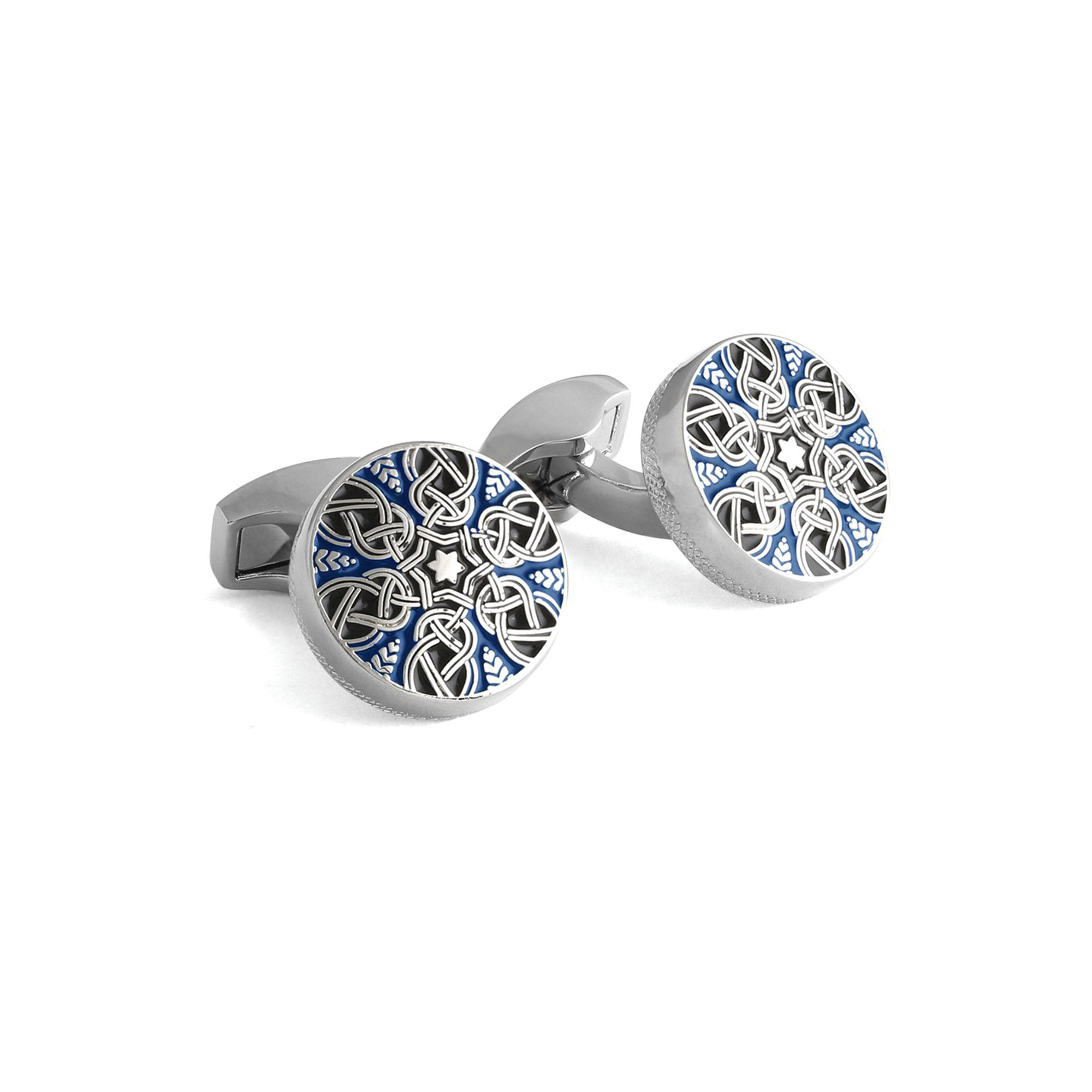 袖扣之王英国tateossian手工蓝色行星波纹男士法式袖扣