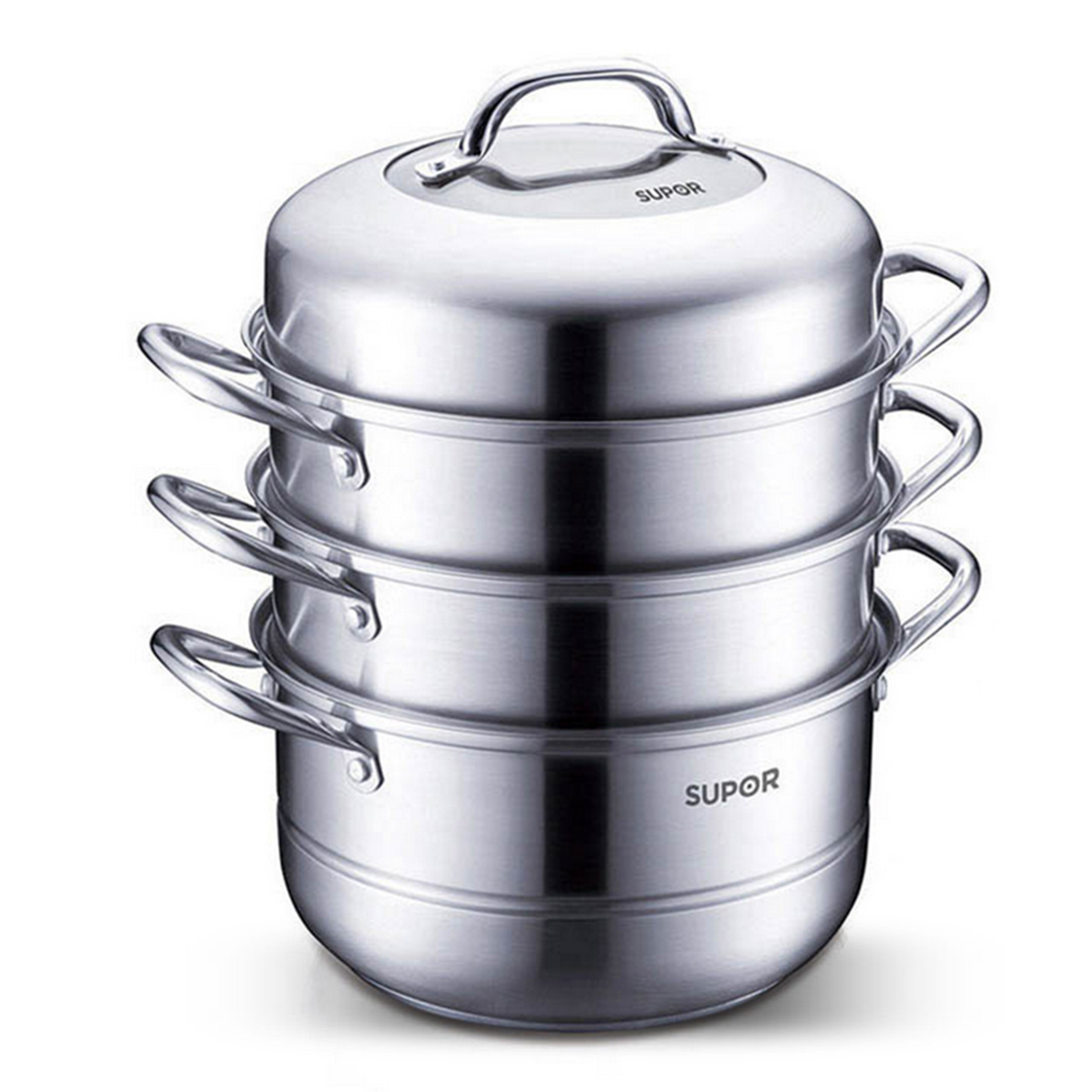 加厚苏泊尔三层不锈钢蒸锅复底蒸屉馒头电磁炉燃气蒸锅