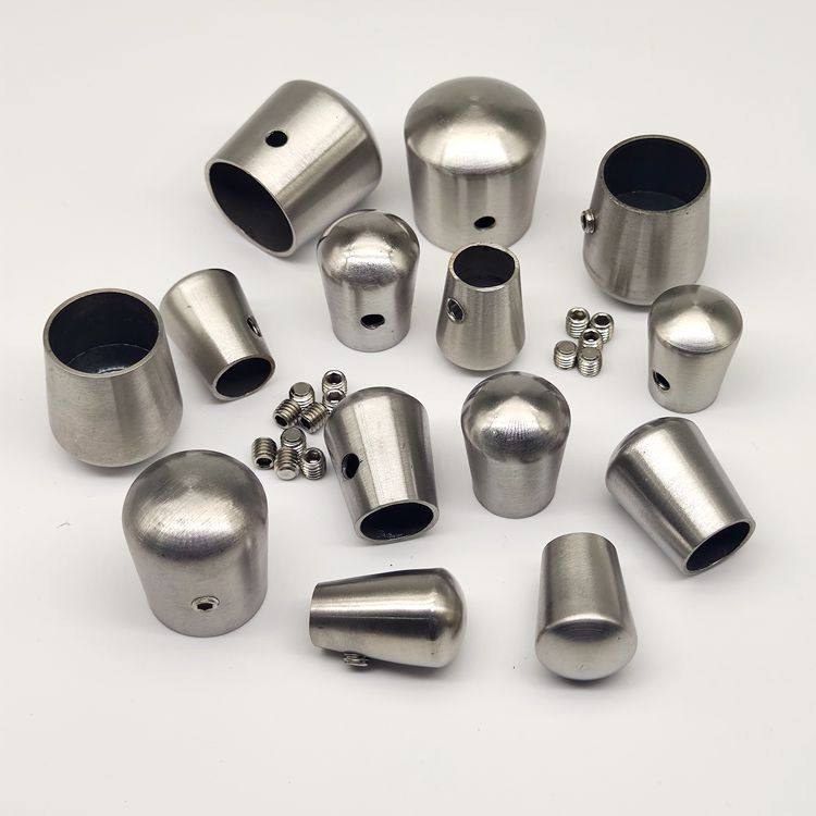 不锈钢圆管堵头楼梯立柱拉丝封头扶手配件封口管堵