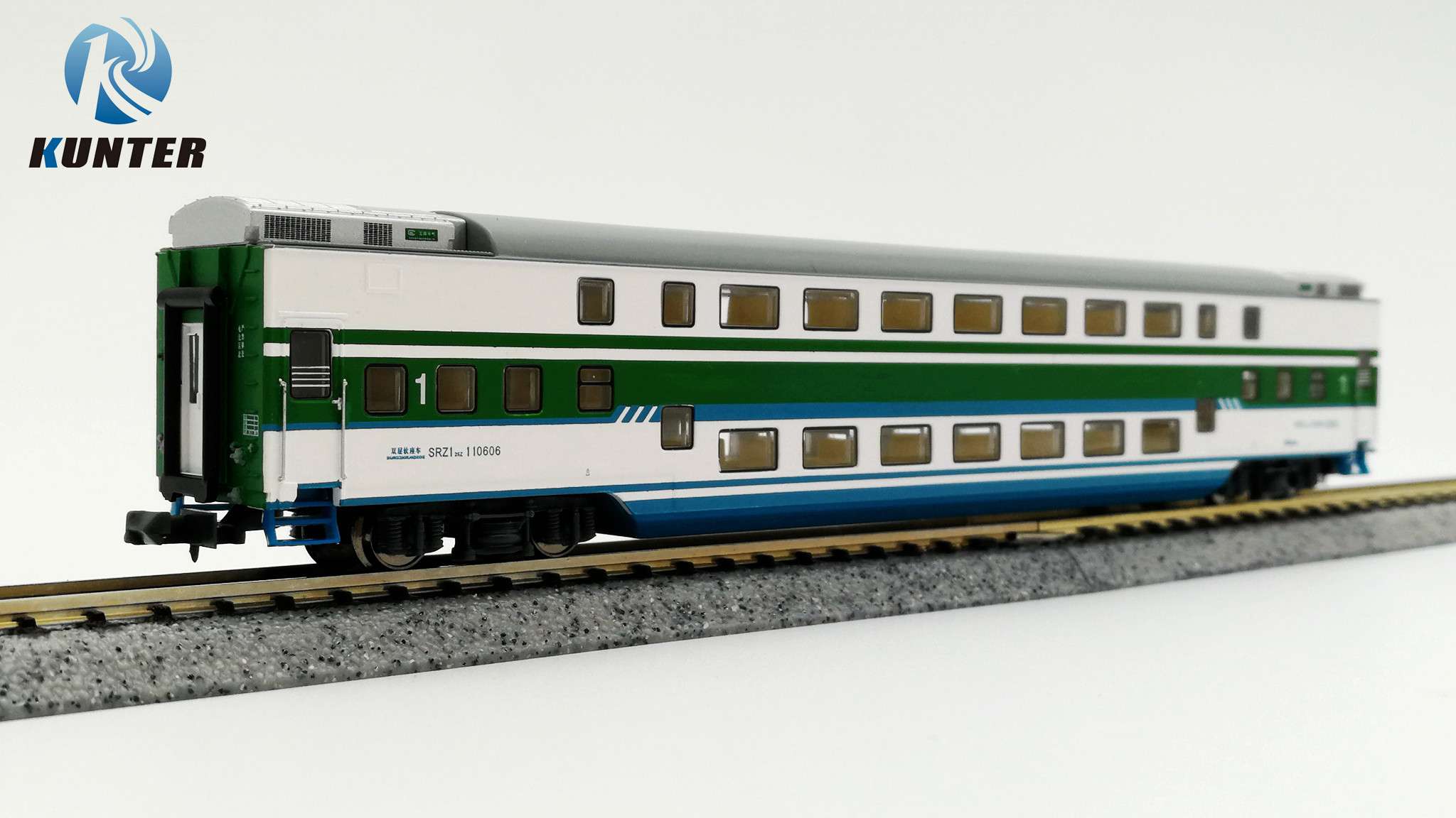 kunter中国铁路双层syz25k软座srz25z客车厢火车模型火车模型