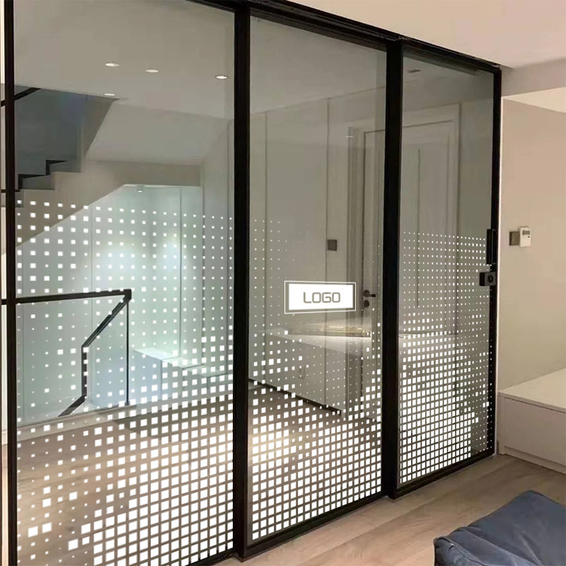 定制写字楼办公室隔断推拉门创意方形马赛克装饰透明瓷砖