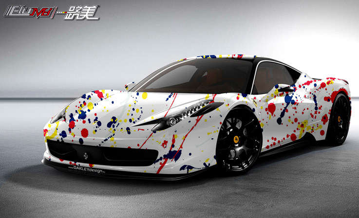超跑涂鸦改色低粘法拉利定制迷彩汽车车身贴纸改色膜