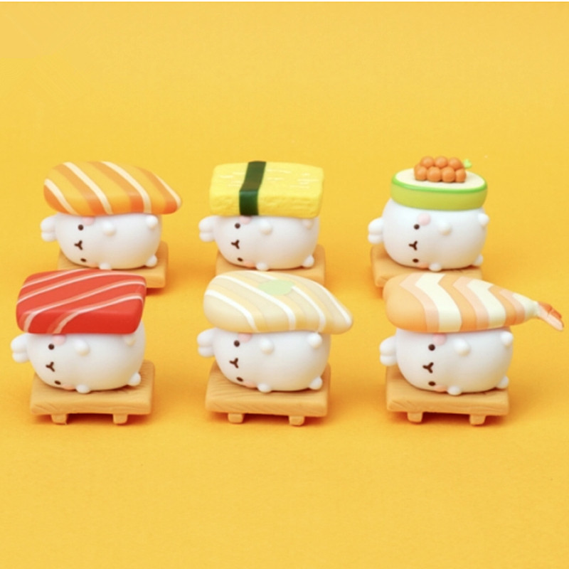 现货韩国正版molang兔盲盒日式三文鱼寿司土豆手办潮玩盲盒