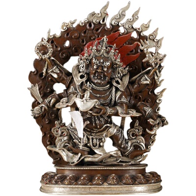 三面马头金刚单身佛像藏传佛教密宗供佛10寸镀银佛堂供奉摆件