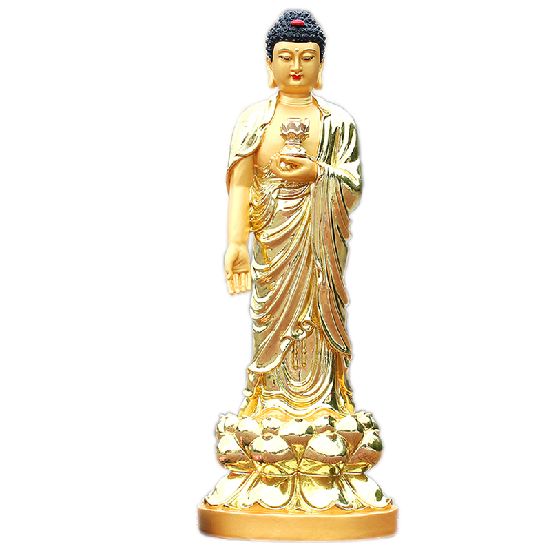 佛像镀金阿弥陀佛站像如来佛摆件无量玻璃钢树脂19寸摆件