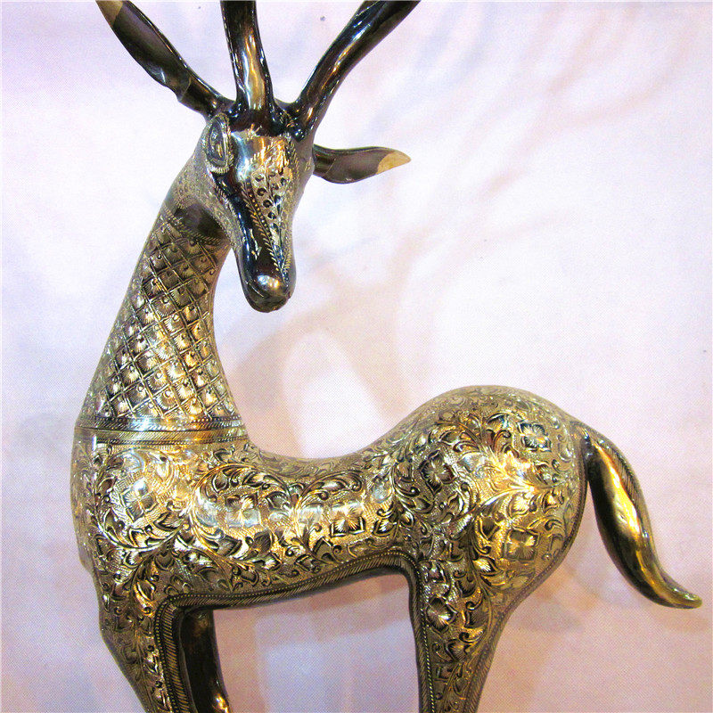 巴基斯坦手工艺品进口铜器铜雕动物55英寸福寿高档礼品巴基斯坦特色