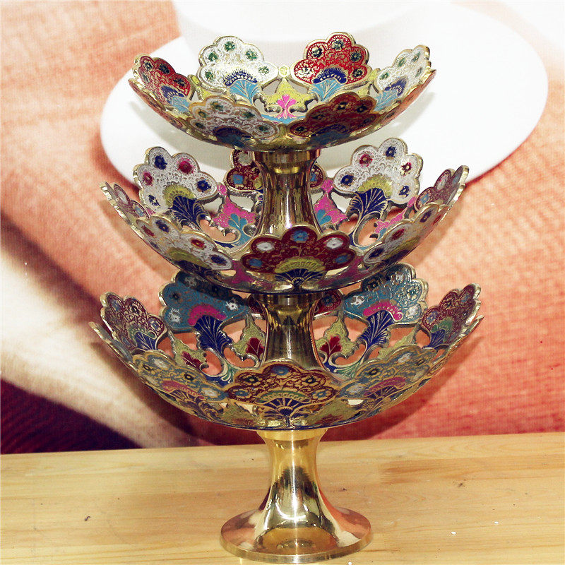 印度传统手工艺品进口铜雕餐具果盘家居摆件乔迁印度特色
