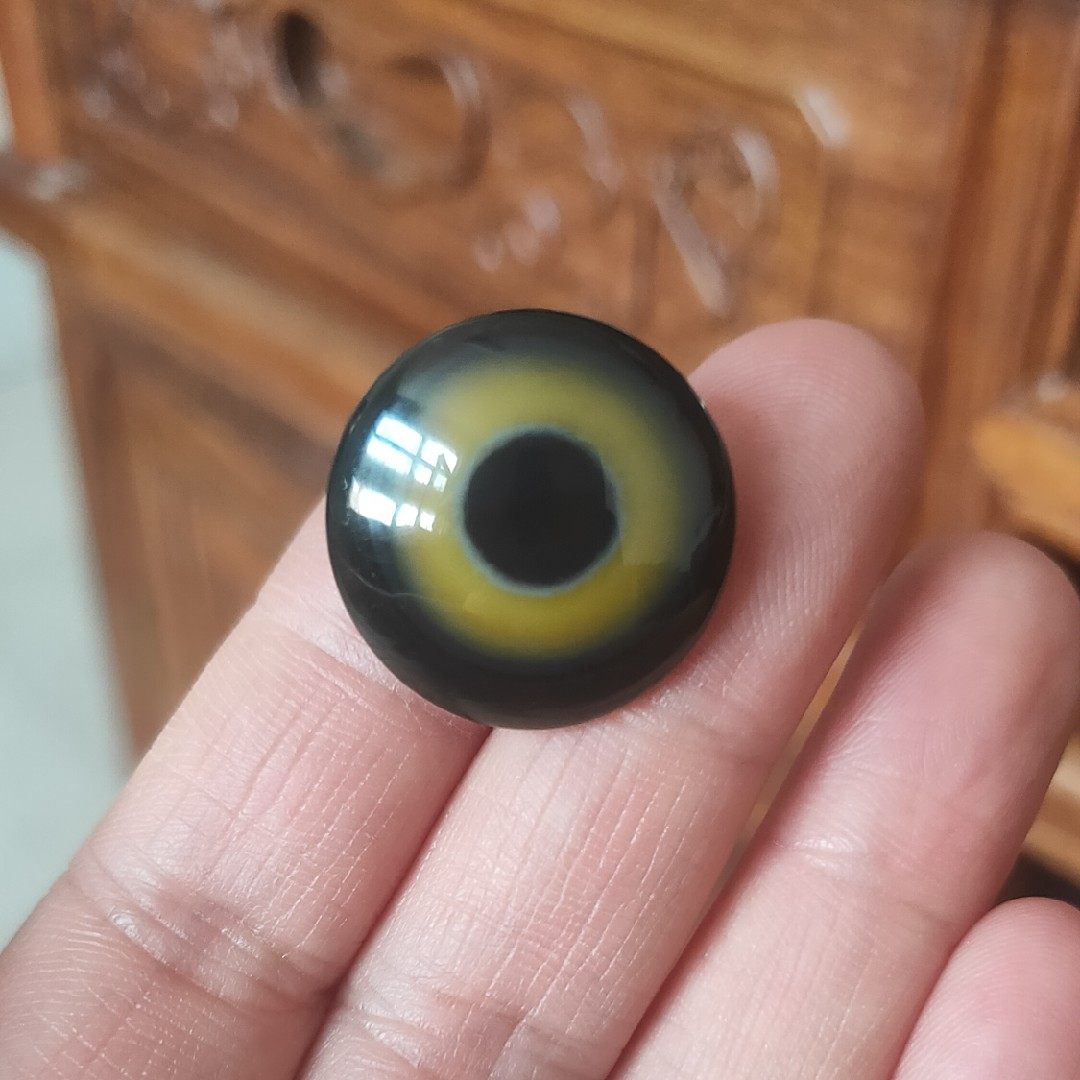 龙泽天然玛瑙天眼自然形成围棋黑子单颗吊坠围棋