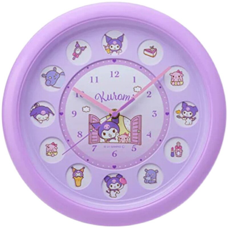 日本sanrio三丽鸥库洛米玉桂狗圆形可爱卡通挂壁钟表儿童女生 - 券