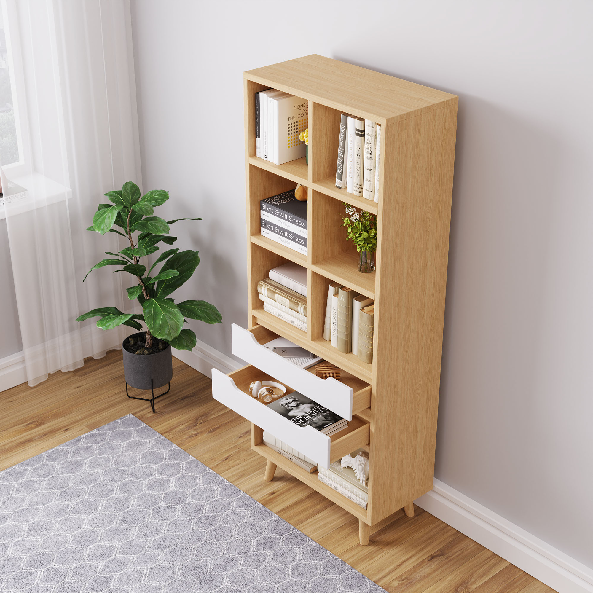 书架落地北欧家用简约现代简易卧室小书架客厅书架