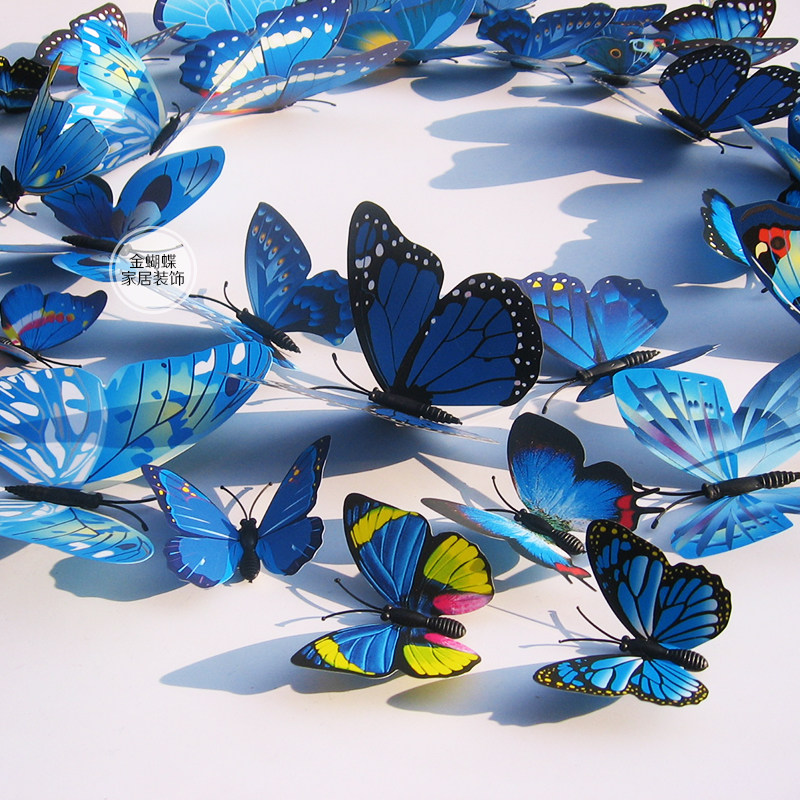 仿真蝴蝶单层套装3d立体墙贴冰箱磁贴客厅软装墙贴