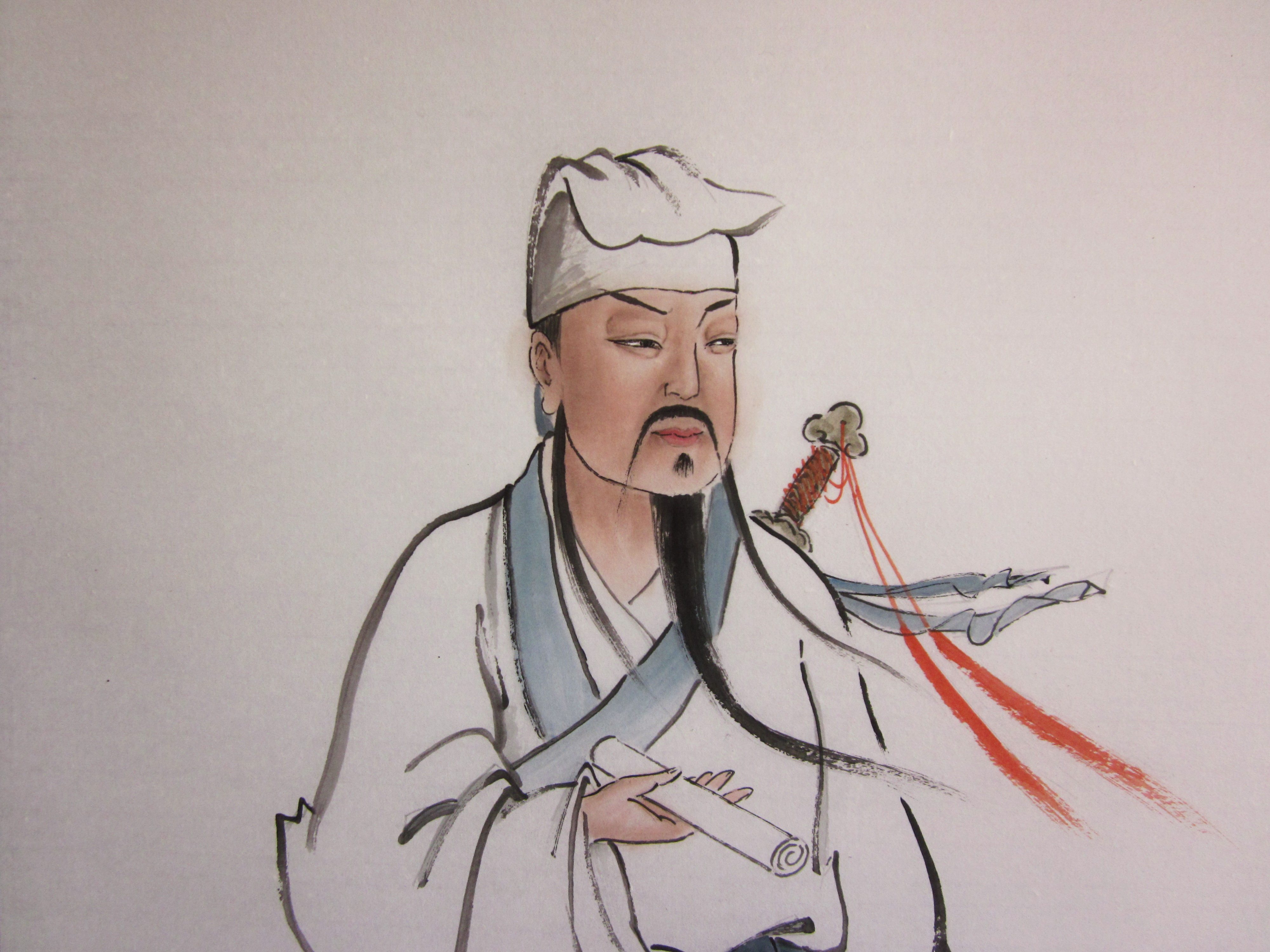 原创作品新品包品包手绘国画作品吕祖画像供奉装裱卷轴国画