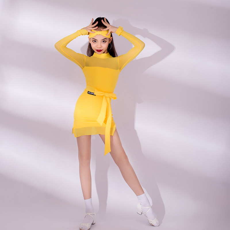 星辰舞服拉丁舞蹈裙女儿童新款成人演出服长袖吸睛显白练功服班服