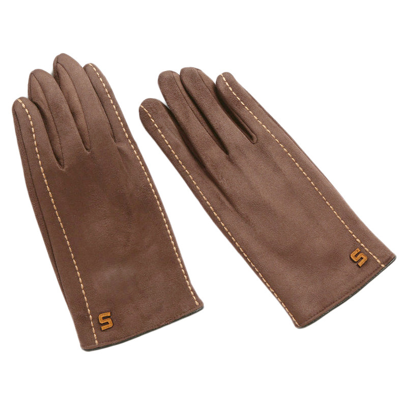 麂皮手套男女开车加绒保暖薄款骑行手套