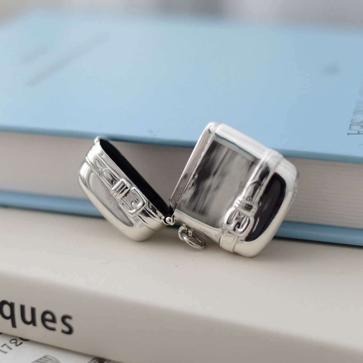 shui纯银吊坠行李箱旅行包元素素可打开设计复古项坠