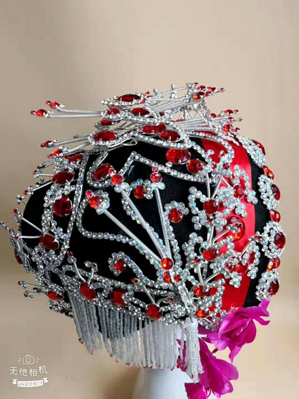 头饰花旦戏曲帽头头面戴头面直接一体整套包头发饰