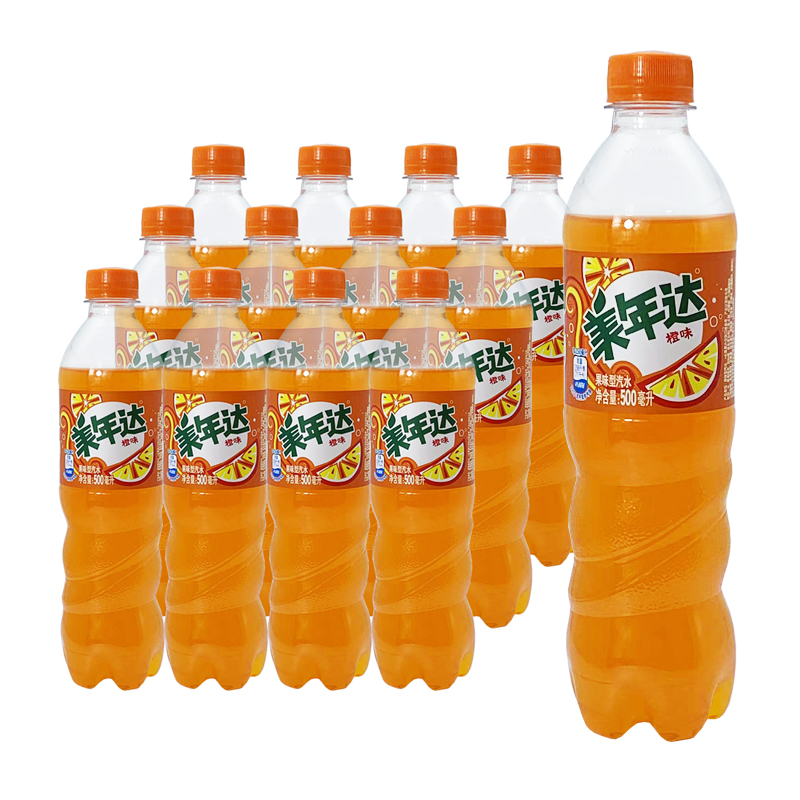 美年达汽水西瓜葡萄橙子味苹果味600ml12瓶碳酸碳酸饮料