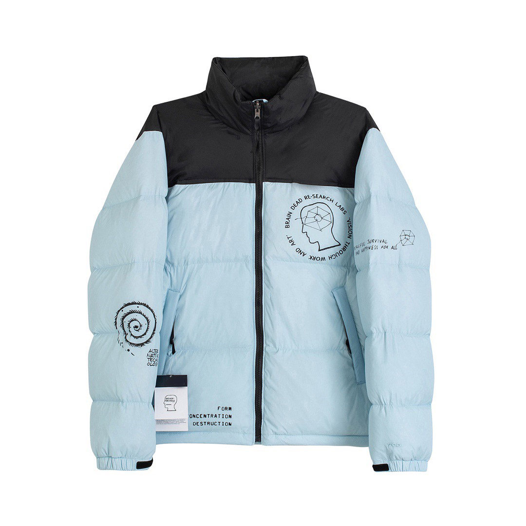 刺绣logo脑死亡braindead联名nuptsejacket防水羽绒服男女女同羽绒服