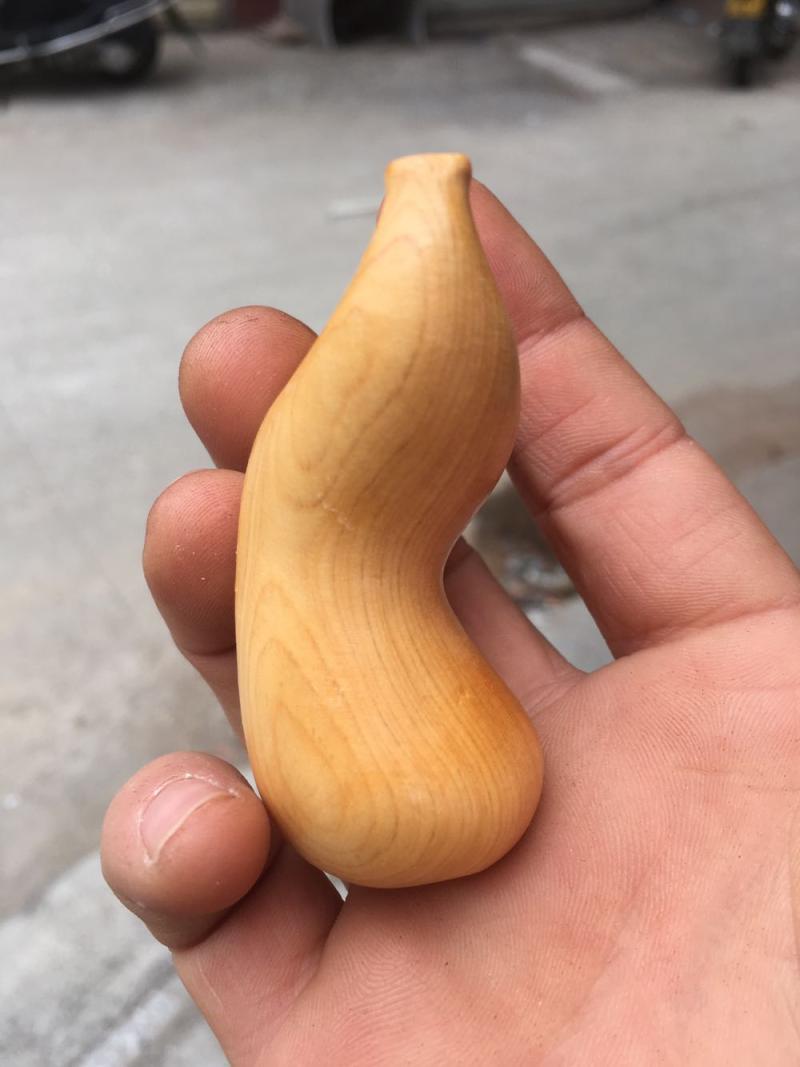 太行柏木精雕迷你弹弓文玩木质手把手工雕刻木雕