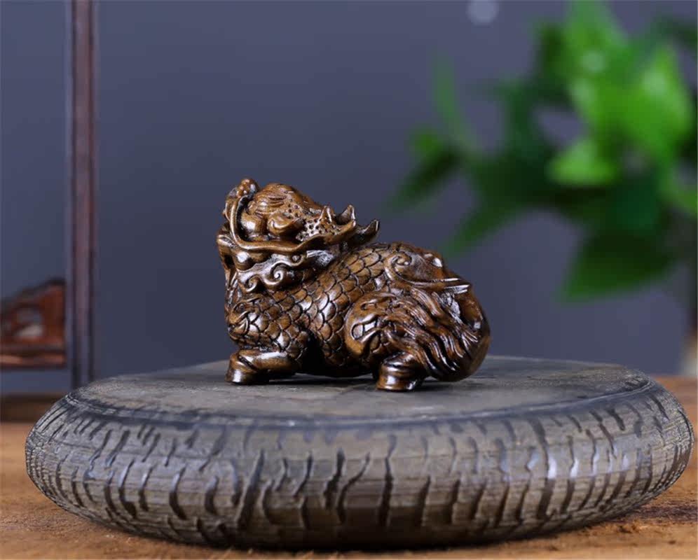 柿木实木雕刻貔貅摆件手把把玩茶宠家居办公室木雕