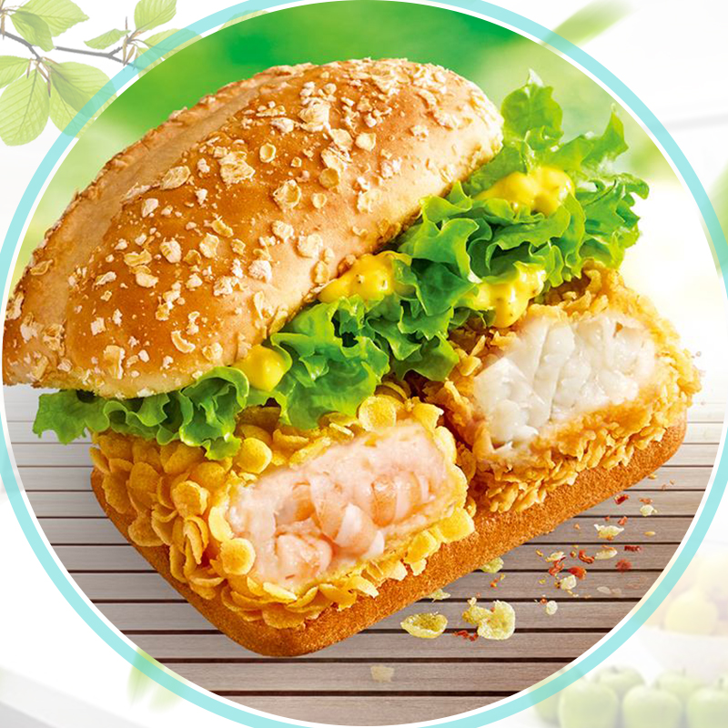 新品明旺伴鱼伴虾堡 汉堡原料 半鸡半虾 半鱼半虾堡材料1152g12组