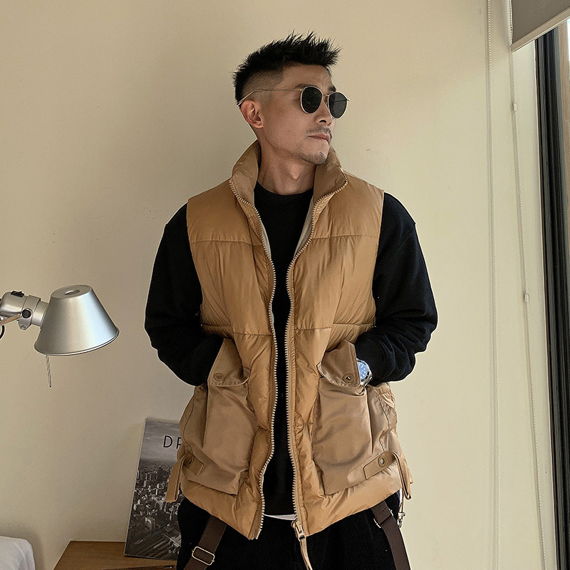 杠叔秋冬季男士加绒加厚马甲工装背心棉服宽松马甲