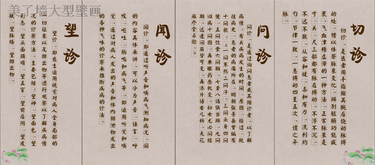 中医文化壁纸望闻问切四诊墙纸医院诊所药店药房定制壁画