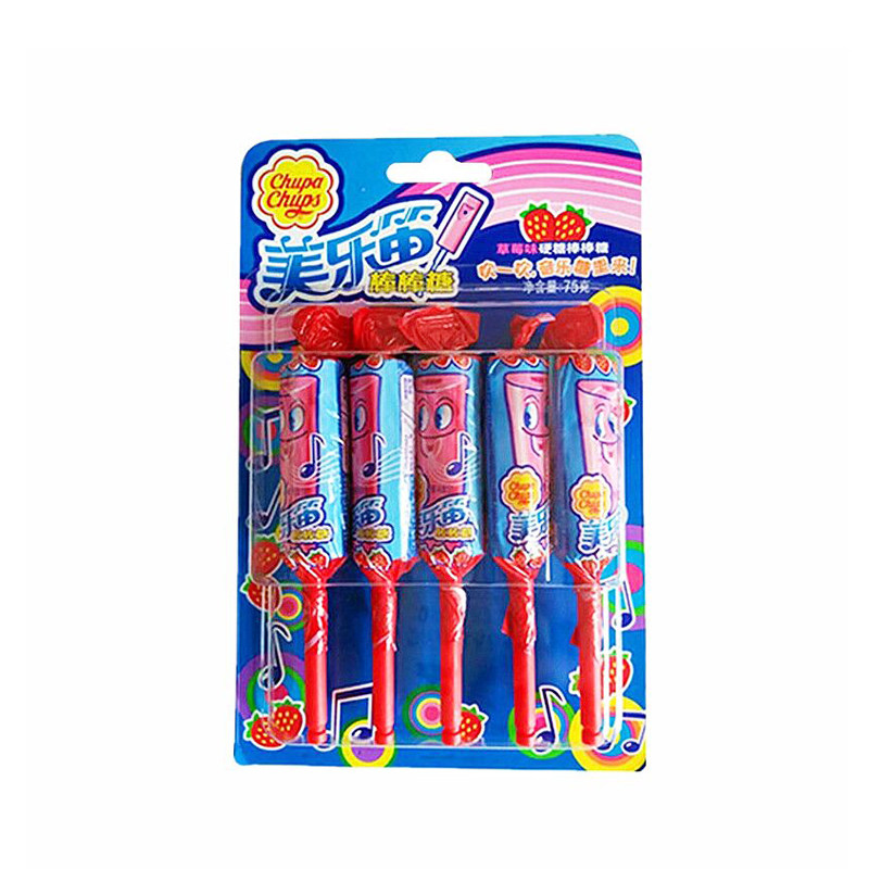 不凡帝珍宝珠美乐笛草莓味音乐棒棒糖五支装