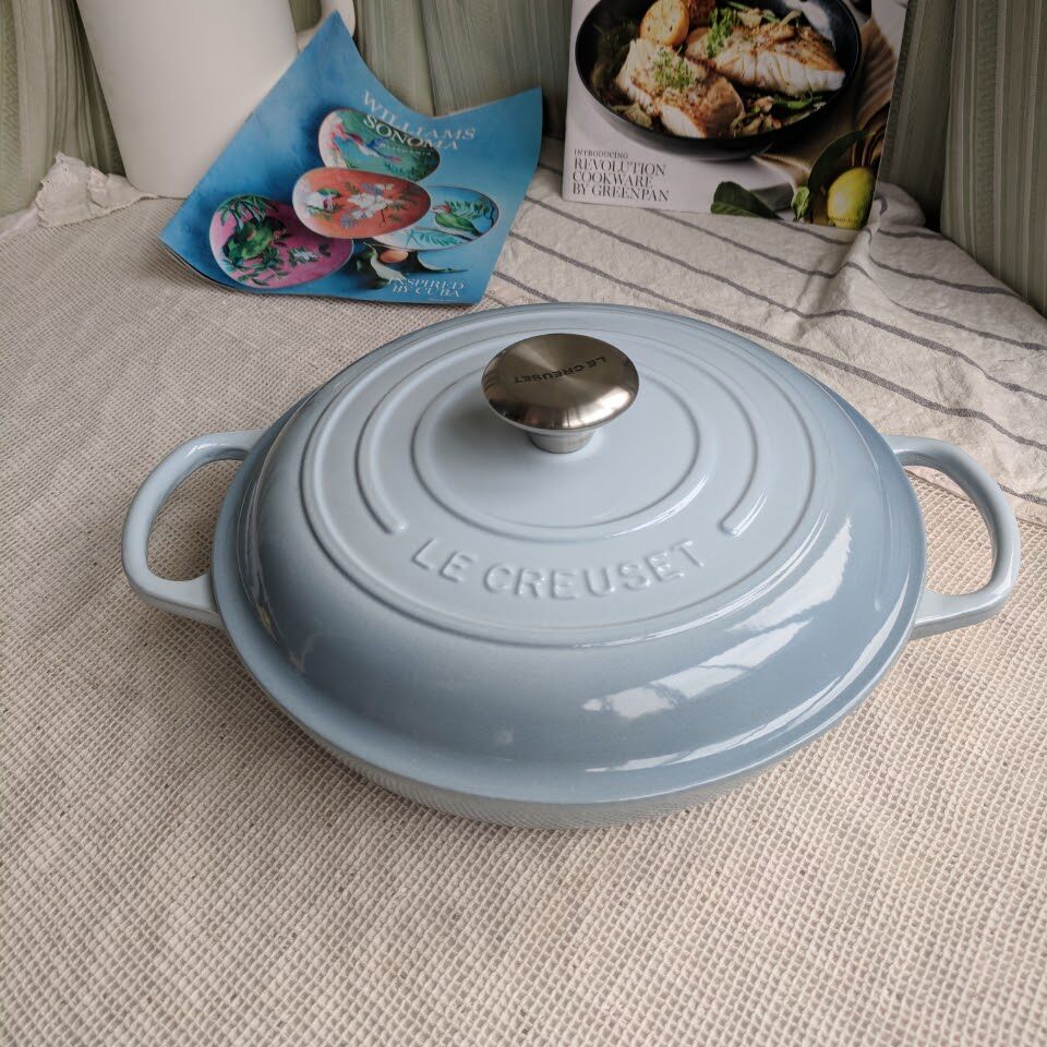 送烹饪视频 酷彩le creuset lc珐琅铸铁海鲜锅浅底锅18 22 26cm